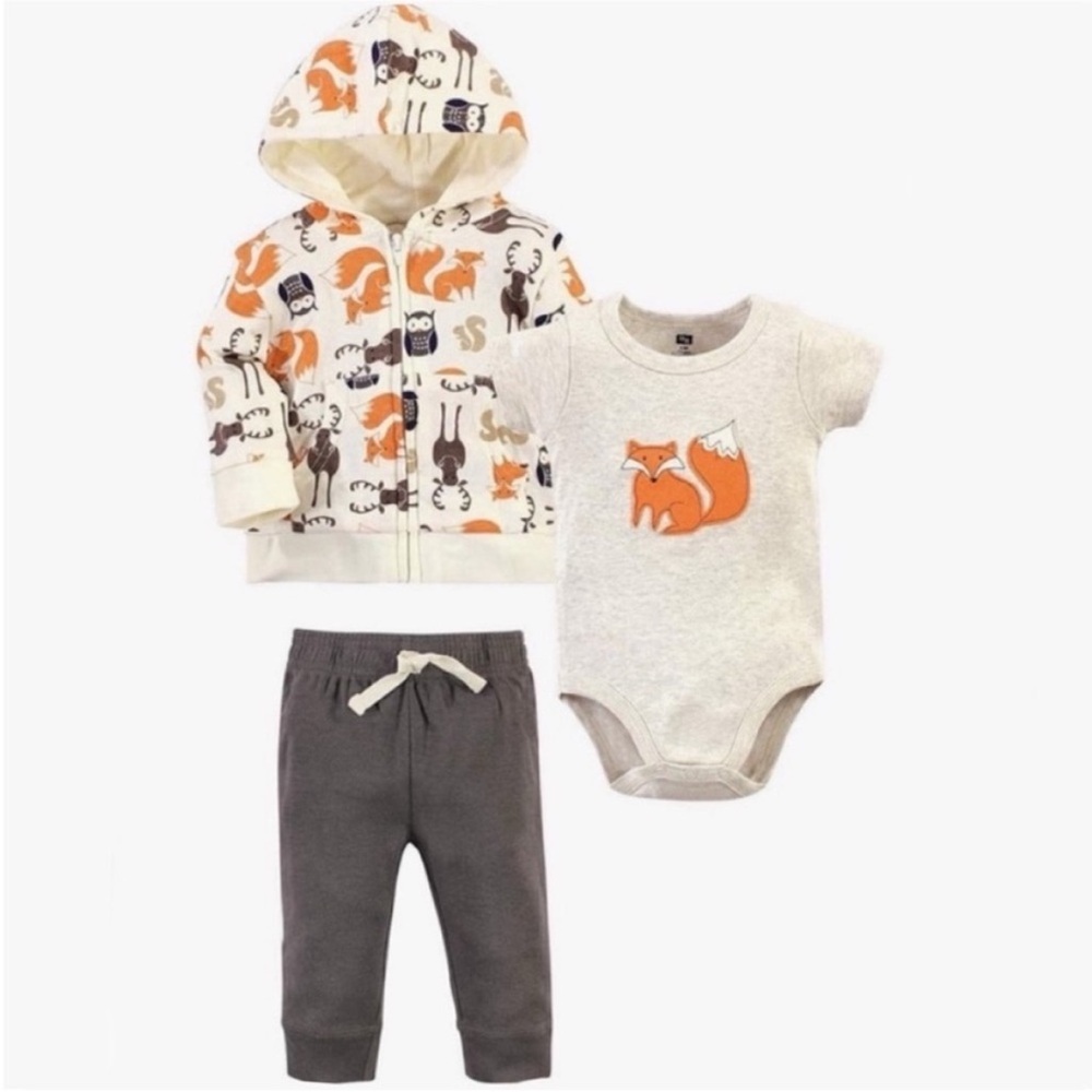 🦊New! Hudson Baby Woodland Animals 3-piece Set